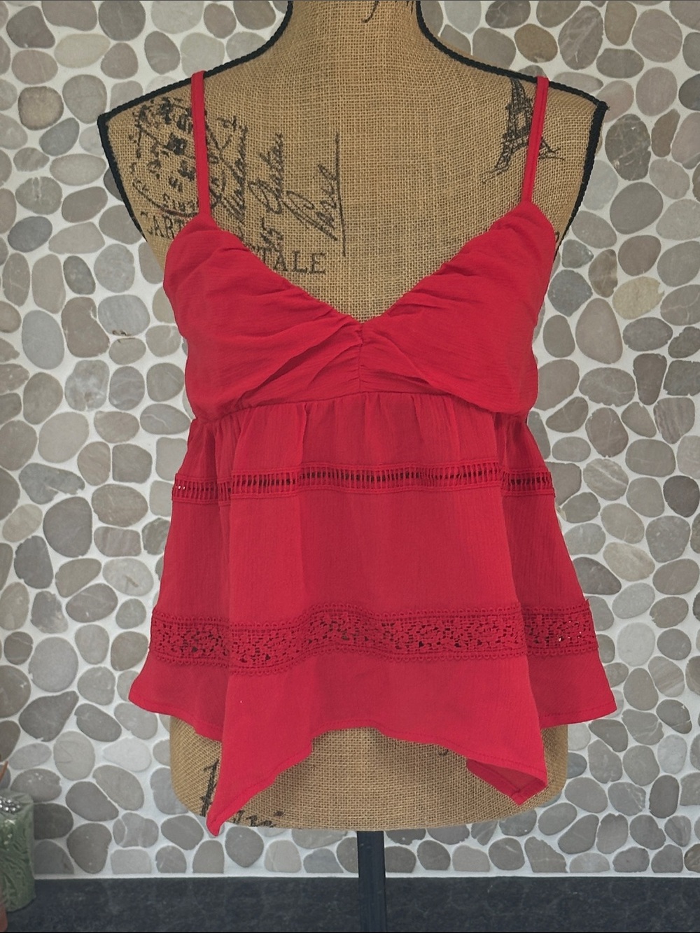 No Boundaries Red Spaghetti-Strap Peplum Tank